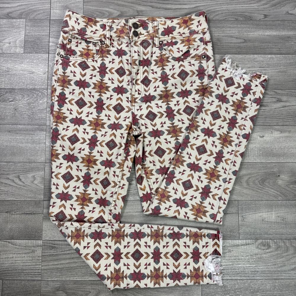 Free People We The Free Wild Child Printed Skinny Jeans Multicolor Aztec sz 30